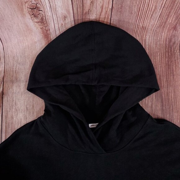 James Perse Womens Size 3 Large Relaxed Crop Hoodie Black Cotton - Picture 5 of 11